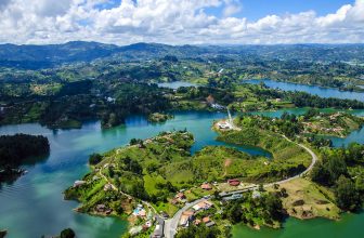 Panoramic view from Rock of Guatape in  Medellin, Colombia