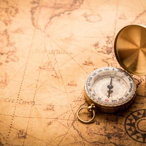 Compass on old map vintage style