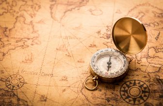 Compass on old map vintage style