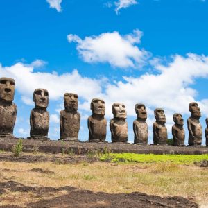 Moais in Ahu Tongariki, Easter island (Chile)