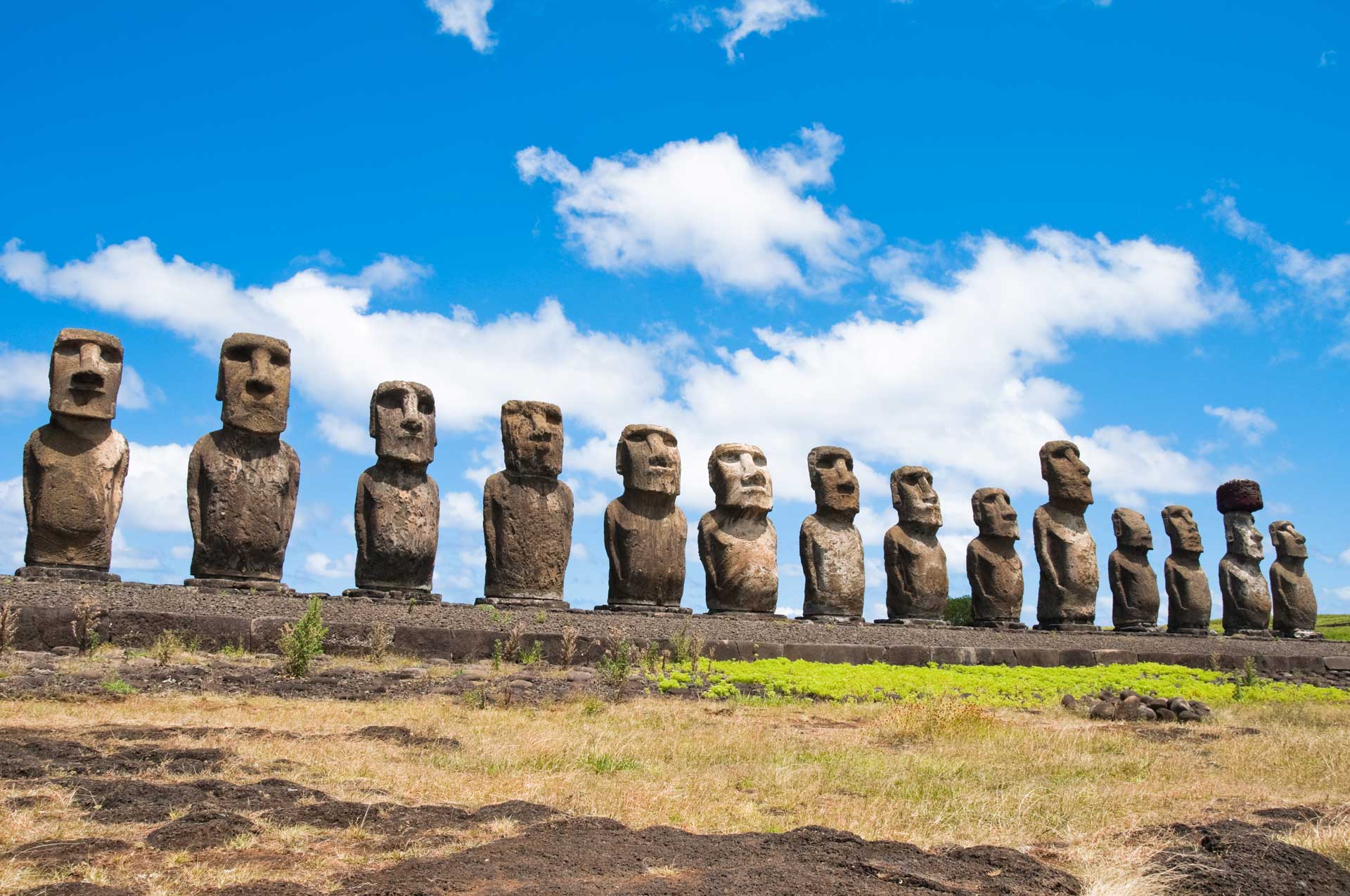 Moais in Ahu Tongariki, Easter island (Chile)